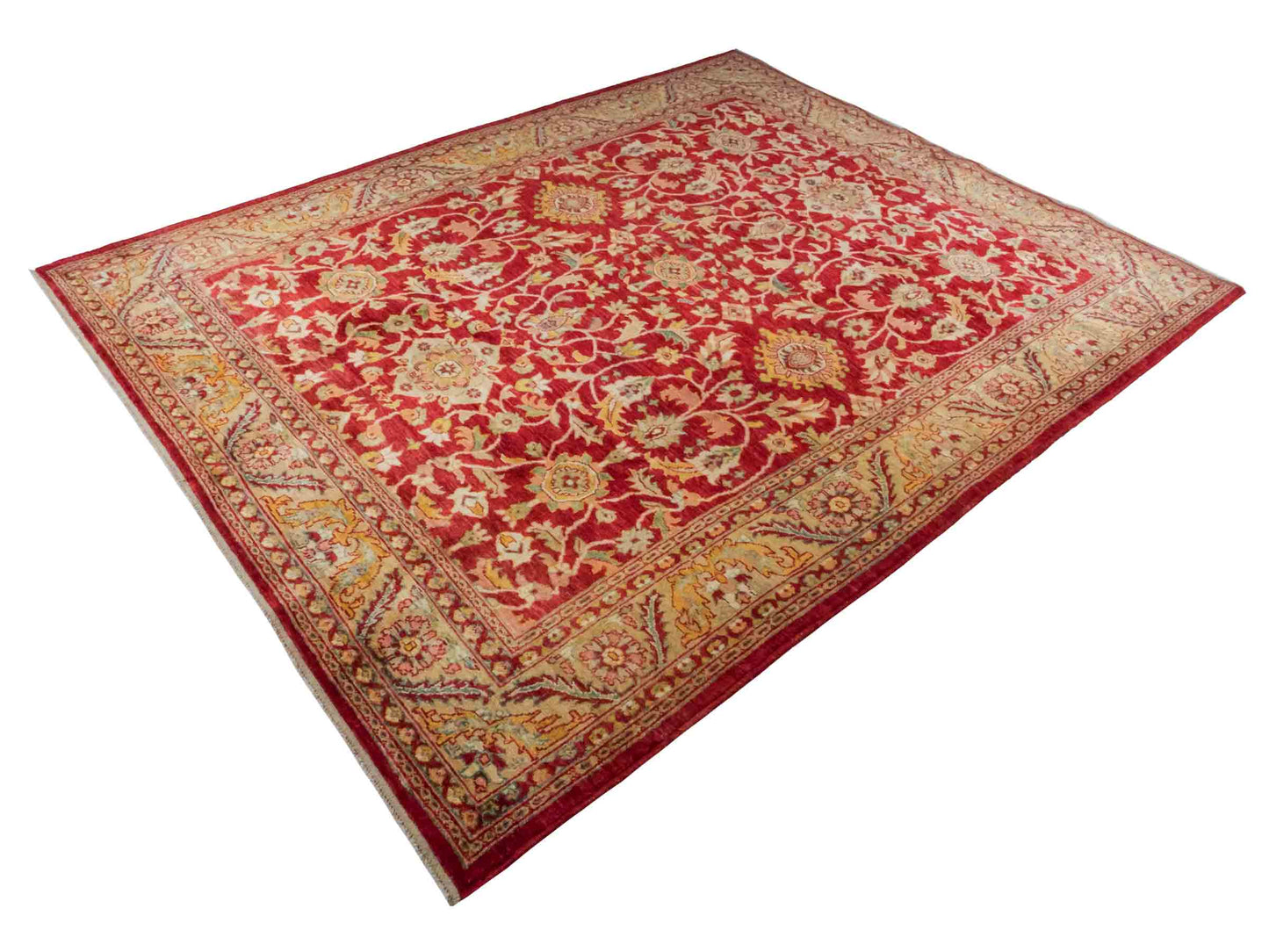 Handgeknüpfter Ziegler Farahan Orientteppich von Khademi aus Wolle, rot. Klassisches Allover-Design. Traditionell von Hand geknüpft in Afghanistan. Größe: 264 cm x 221 cm. Teppichnummer: RB3-1030. Verkauf durch Jupiter Intl.