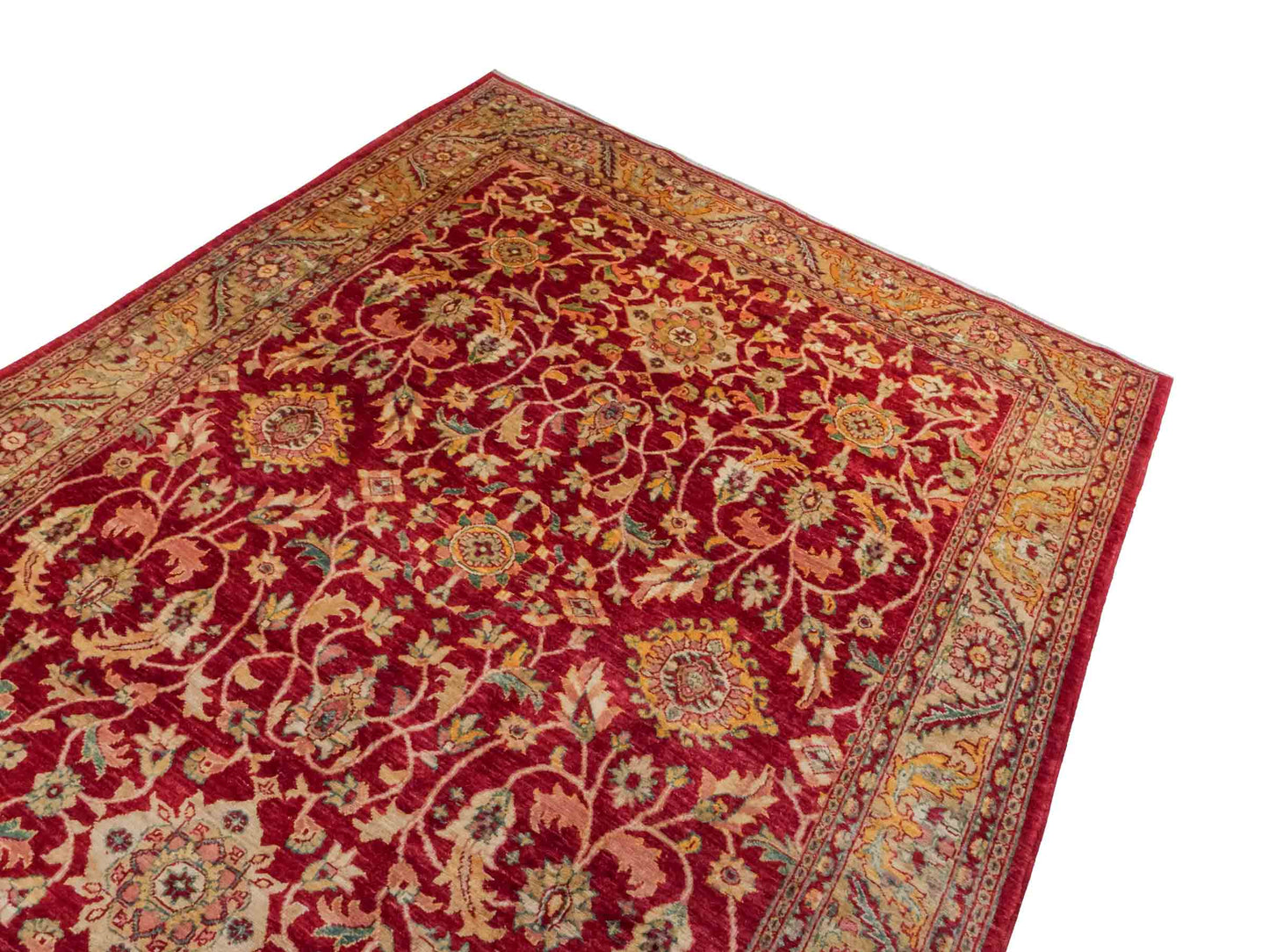 Handgeknüpfter Ziegler Farahan Orientteppich von Khademi aus Wolle, rot. Klassisches Allover-Design. Traditionell von Hand geknüpft in Afghanistan. Größe: 264 cm x 221 cm. Teppichnummer: RB3-1030. Verkauf durch Jupiter Intl.