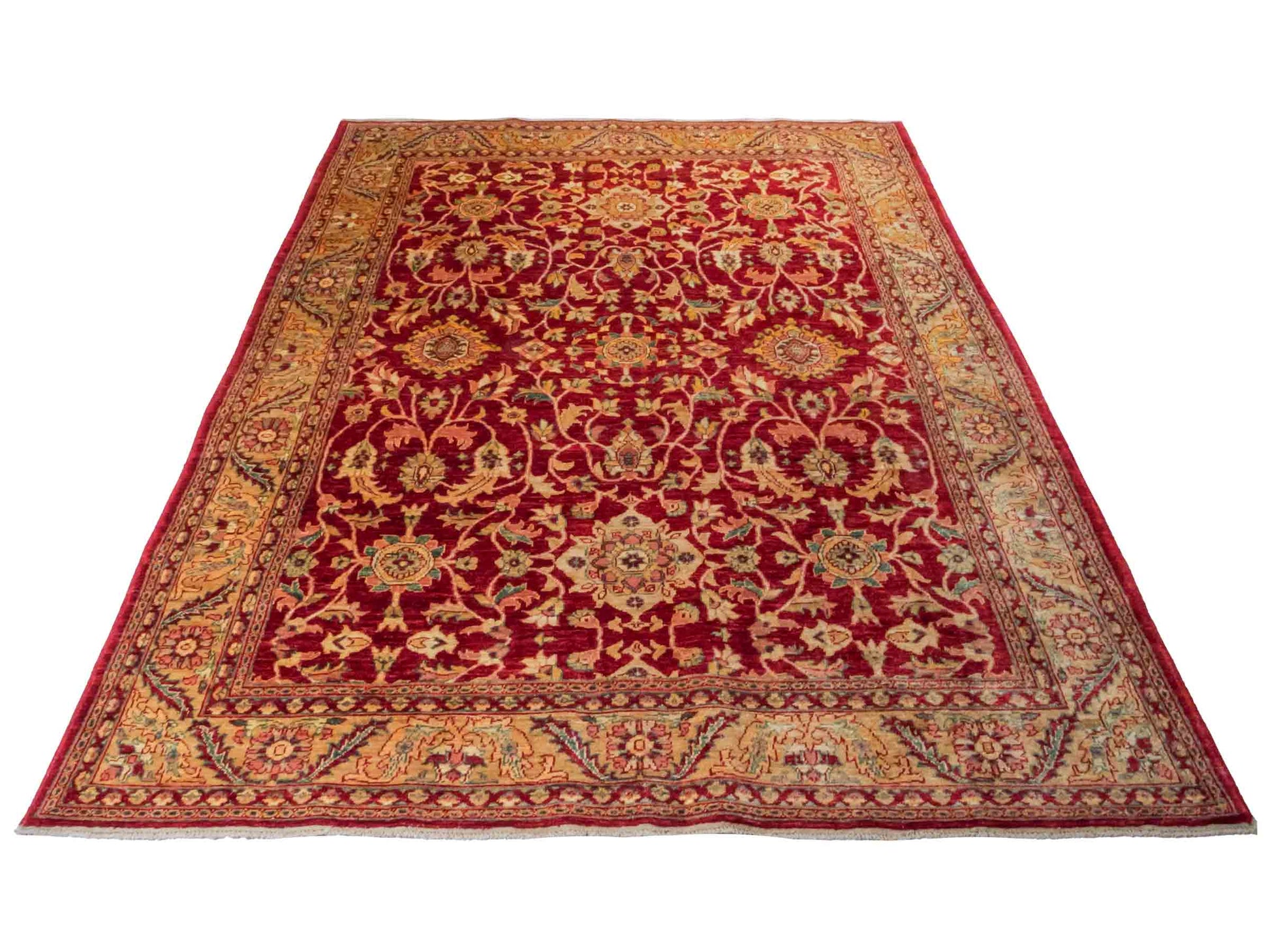 Handgeknüpfter Ziegler Farahan Orientteppich von Khademi aus Wolle, rot. Klassisches Allover-Design. Traditionell von Hand geknüpft in Afghanistan. Größe: 264 cm x 221 cm. Teppichnummer: RB3-1030. Verkauf durch Jupiter Intl.
