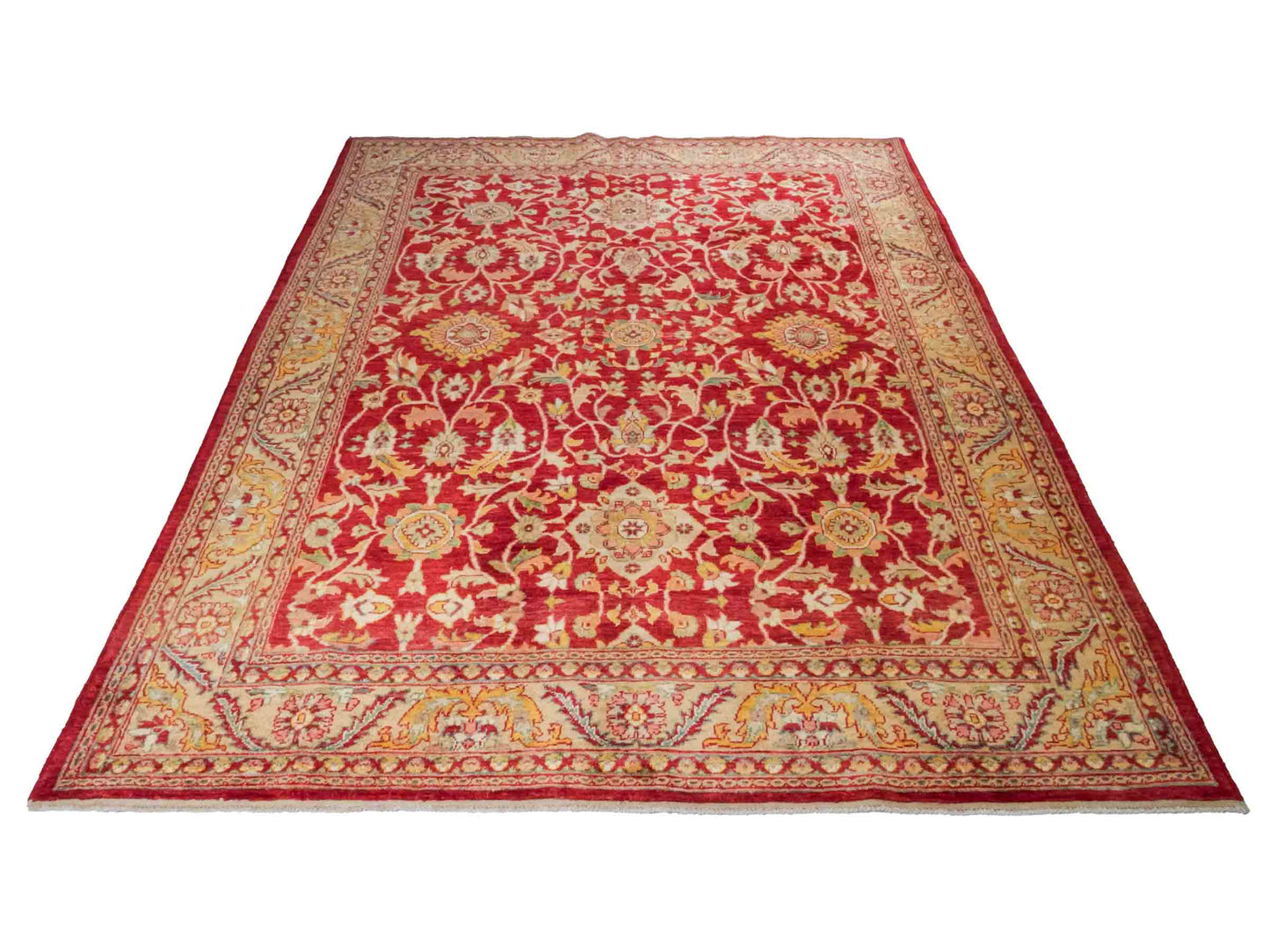 Handgeknüpfter Ziegler Farahan Orientteppich von Khademi aus Wolle, rot. Klassisches Allover-Design. Traditionell von Hand geknüpft in Afghanistan. Größe: 264 cm x 221 cm. Teppichnummer: RB3-1030. Verkauf durch Jupiter Intl.