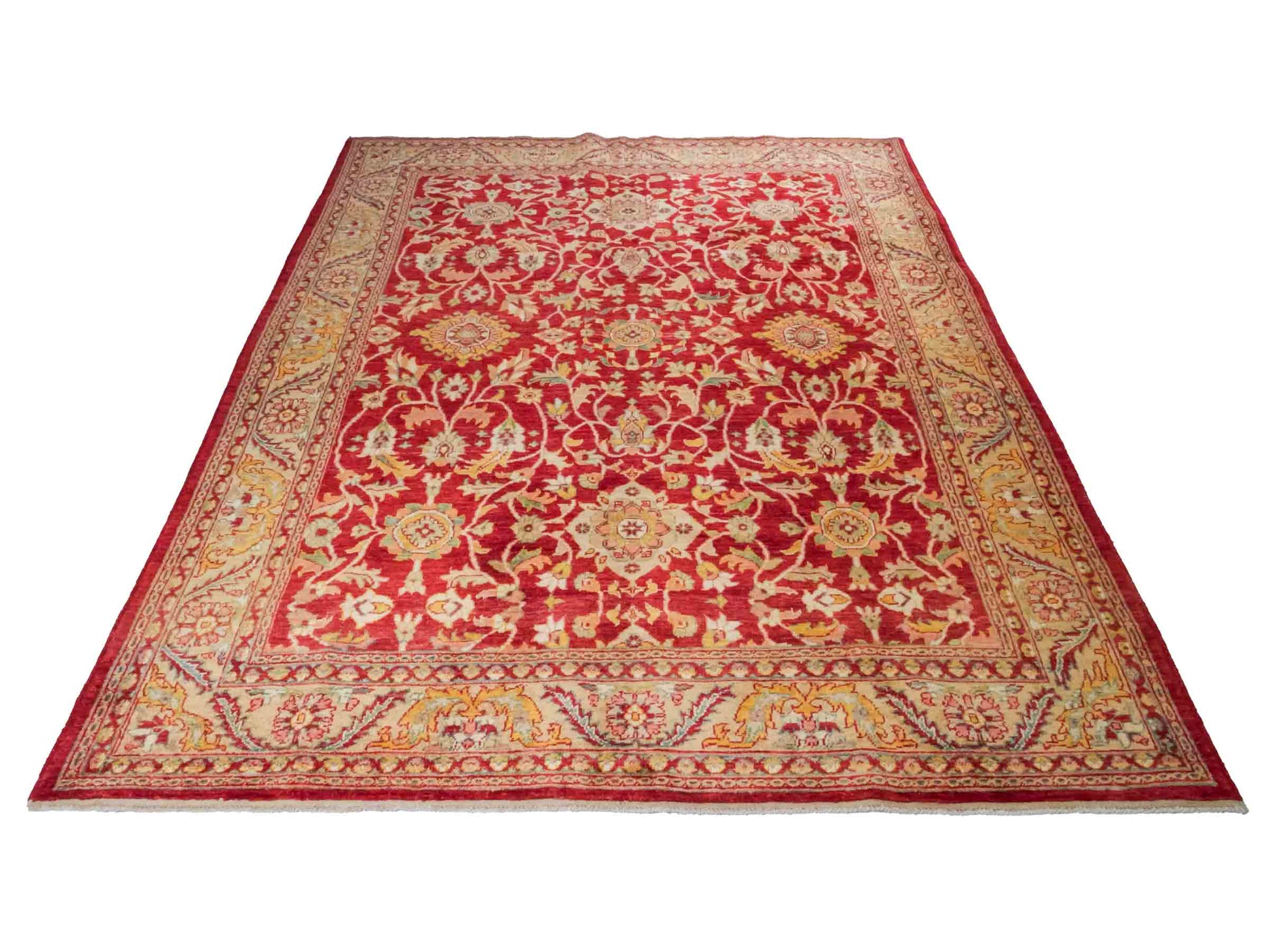 Handgeknüpfter Ziegler Farahan Orientteppich von Khademi aus Wolle, rot. Klassisches Allover-Design. Traditionell von Hand geknüpft in Afghanistan. Größe: 264 cm x 221 cm. Teppichnummer: RB3-1030. Verkauf durch Jupiter Intl.