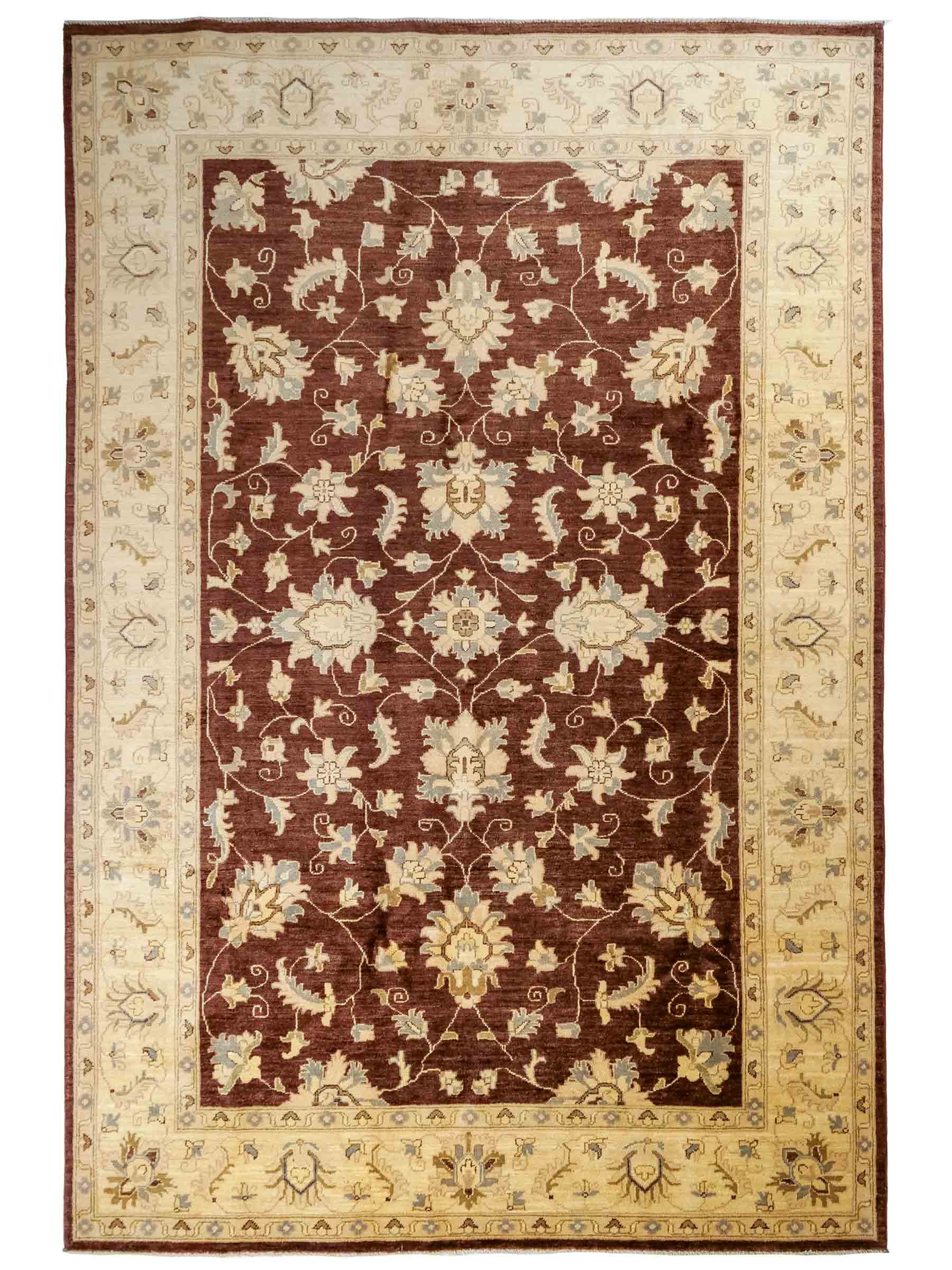 Handgeknüpfter Ziegler Farahan Orientteppich von Khademi aus Wolle, braun, beige, gold. Klassisches Allover-Design. Von Hand geknüpft in Afghanistan. Größe: 272 cm x 186 cm. Teppichnummer: RB3-1008. Verkauf durch Jupiter Intl.