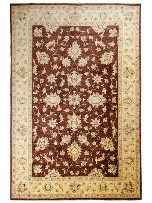 Handgeknüpfter Ziegler Farahan Orientteppich von Khademi aus Wolle, braun, beige, gold. Klassisches Allover-Design. Von Hand geknüpft in Afghanistan. Größe: 272 cm x 186 cm. Teppichnummer: RB3-1008. Verkauf durch Jupiter Intl.
