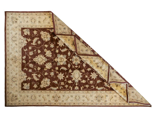 Handgeknüpfter Ziegler Farahan Orientteppich von Khademi aus Wolle, braun, beige, gold. Klassisches Allover-Design. Von Hand geknüpft in Afghanistan. Größe: 272 cm x 186 cm. Teppichnummer: RB3-1008. Verkauf durch Jupiter Intl.