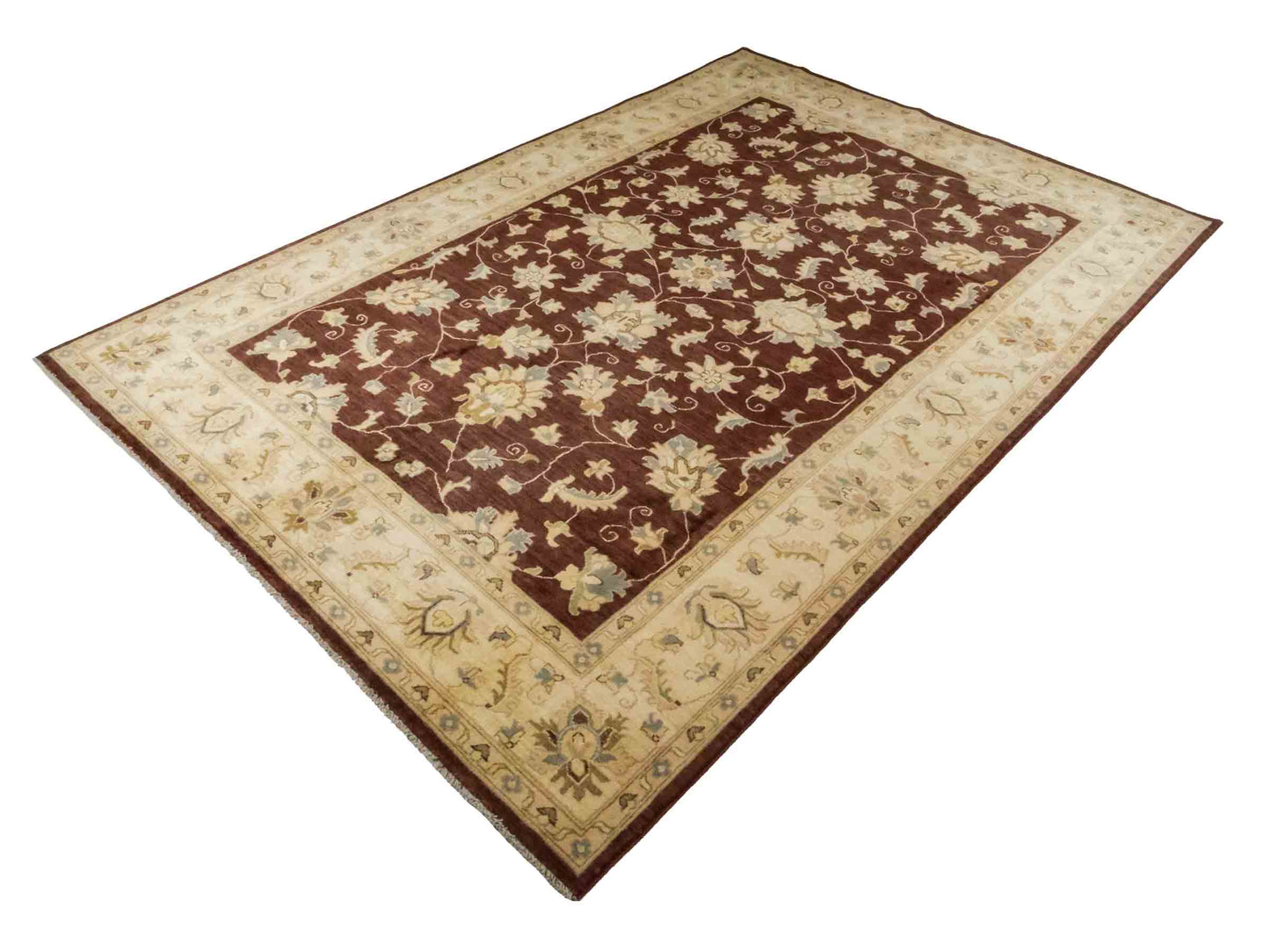 Handgeknüpfter Ziegler Farahan Orientteppich von Khademi aus Wolle, braun, beige, gold. Klassisches Allover-Design. Von Hand geknüpft in Afghanistan. Größe: 272 cm x 186 cm. Teppichnummer: RB3-1008. Verkauf durch Jupiter Intl.