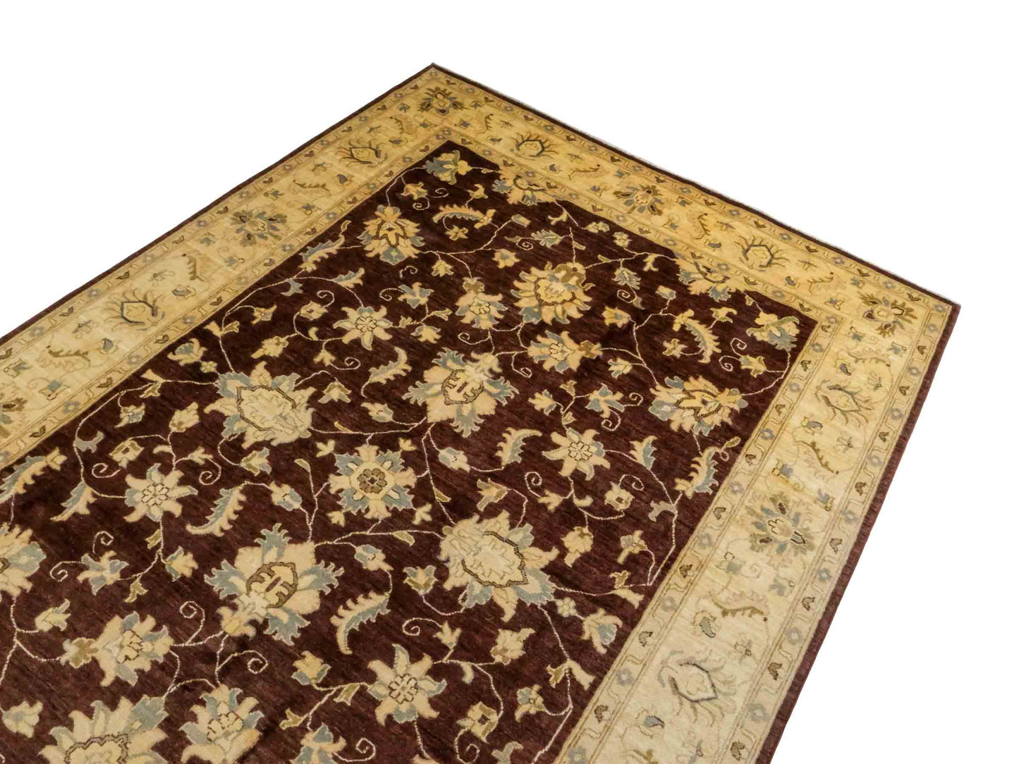 Handgeknüpfter Ziegler Farahan Orientteppich von Khademi aus Wolle, braun, beige, gold. Klassisches Allover-Design. Von Hand geknüpft in Afghanistan. Größe: 272 cm x 186 cm. Teppichnummer: RB3-1008. Verkauf durch Jupiter Intl.