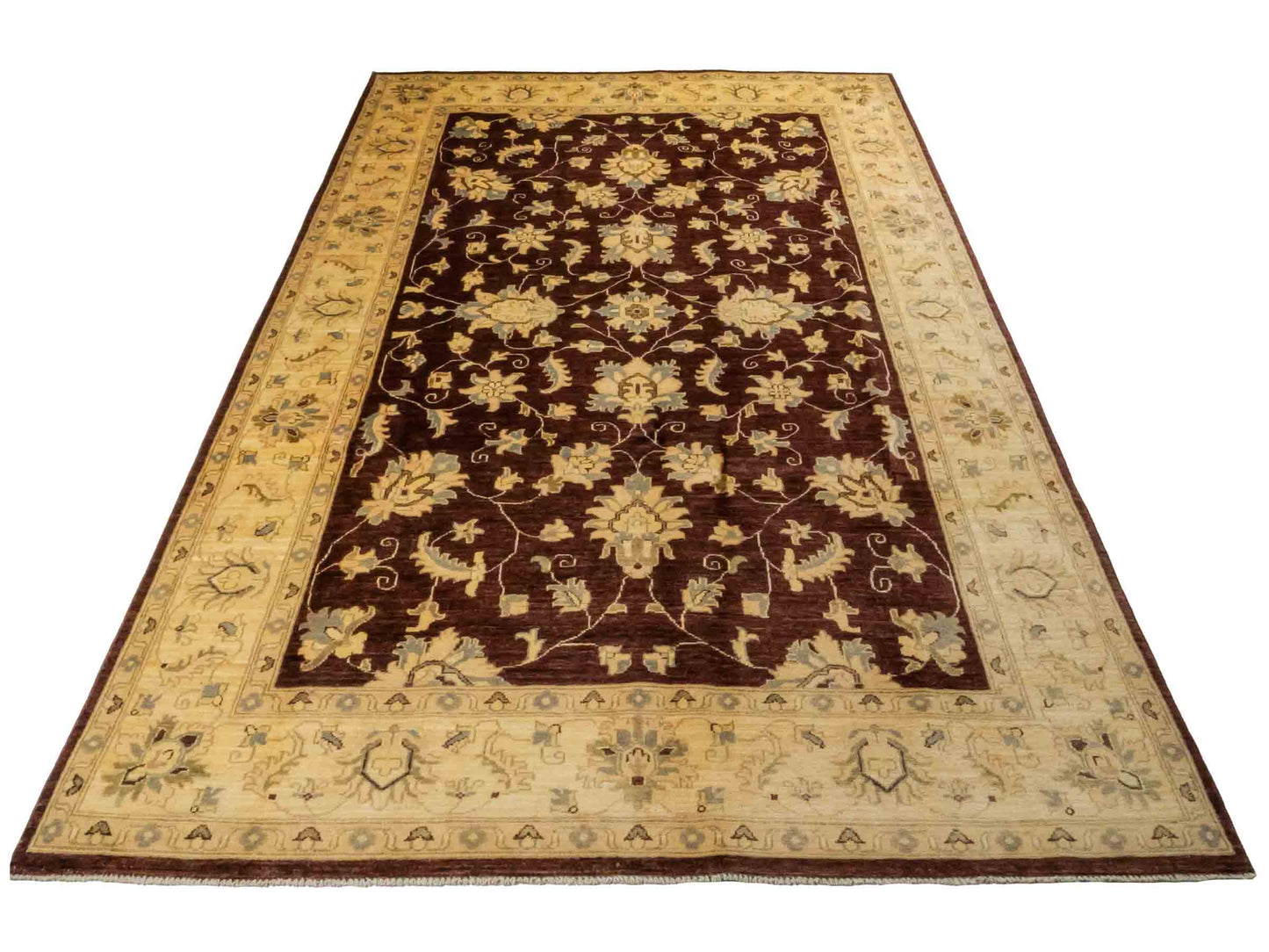 Handgeknüpfter Ziegler Farahan Orientteppich von Khademi aus Wolle, braun, beige, gold. Klassisches Allover-Design. Von Hand geknüpft in Afghanistan. Größe: 272 cm x 186 cm. Teppichnummer: RB3-1008. Verkauf durch Jupiter Intl.