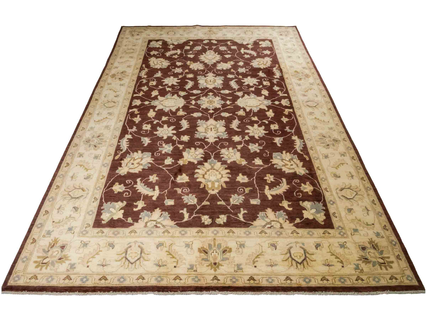 Handgeknüpfter Ziegler Farahan Orientteppich von Khademi aus Wolle, braun, beige, gold. Klassisches Allover-Design. Von Hand geknüpft in Afghanistan. Größe: 272 cm x 186 cm. Teppichnummer: RB3-1008. Verkauf durch Jupiter Intl.