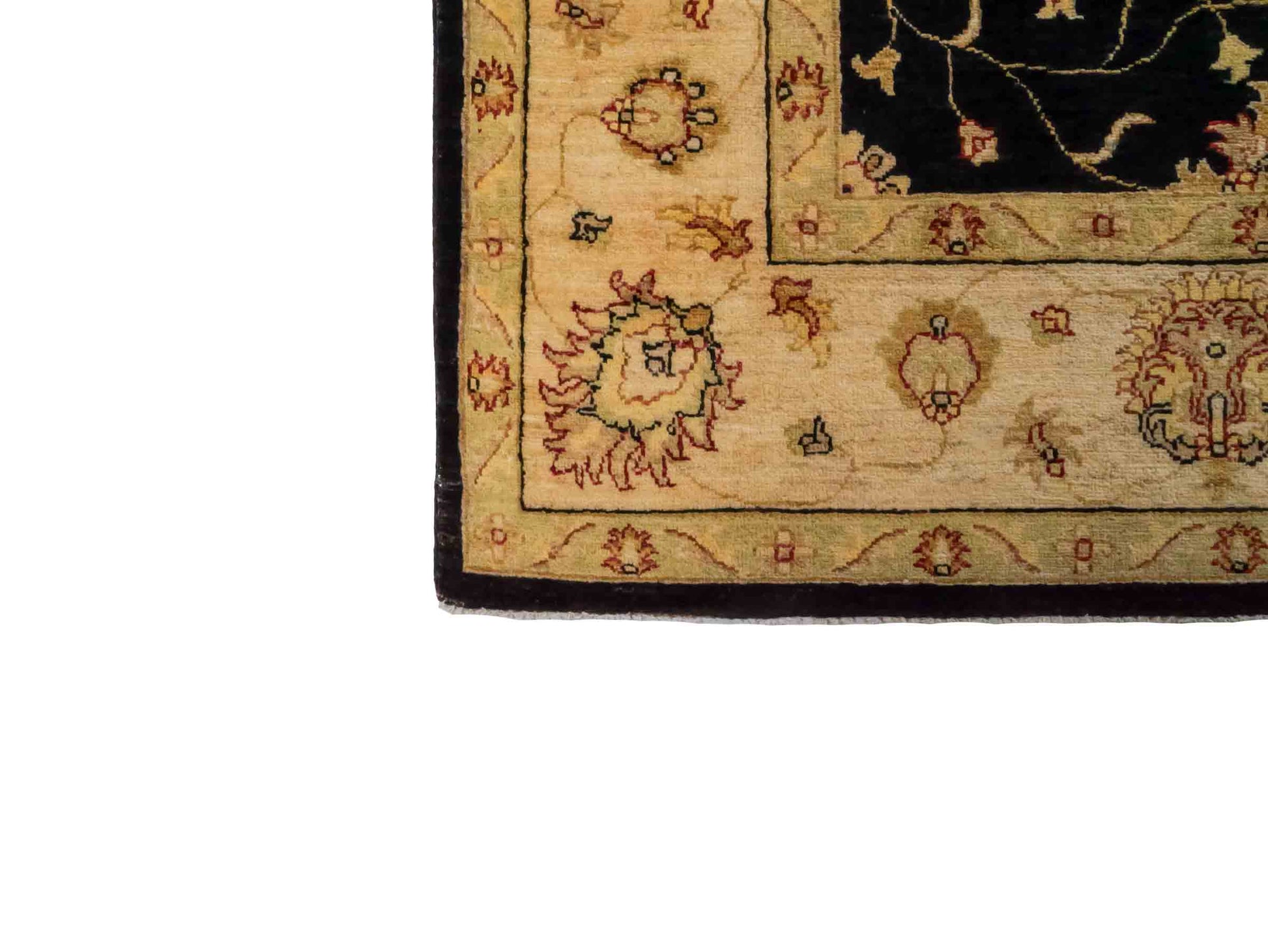 Handgeknüpfter Ziegler Farahan Orientteppich von Khademi aus Wolle, schwarz, gold, beige. Klassisches Allover-Design. Traditionell von Hand geknüpft in Afghanistan. Größe: 284 cm x 219 cm. Teppichnummer: RB3-1055. Verkauf durch Jupiter Intl.