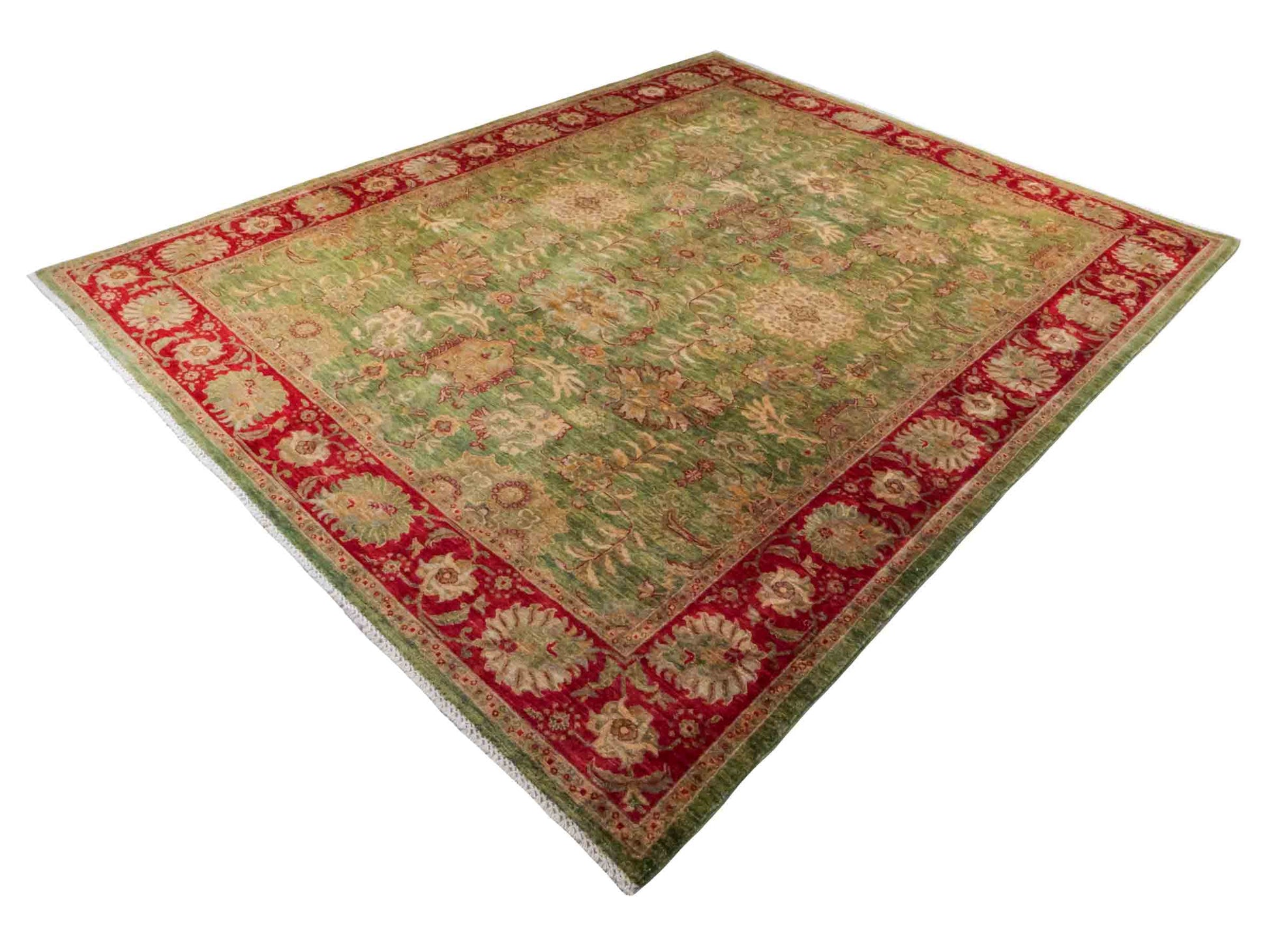 Handgeknüpfter Ziegler Farahan Orientteppich von Khademi aus Wolle, grün, rot. Klassisches Allover-Design. Traditionell von Hand geknüpft in Afghanistan. Größe: 306 cm x 242 cm. Teppichnummer: RB3-1016. Verkauf durch Jupiter Intl.