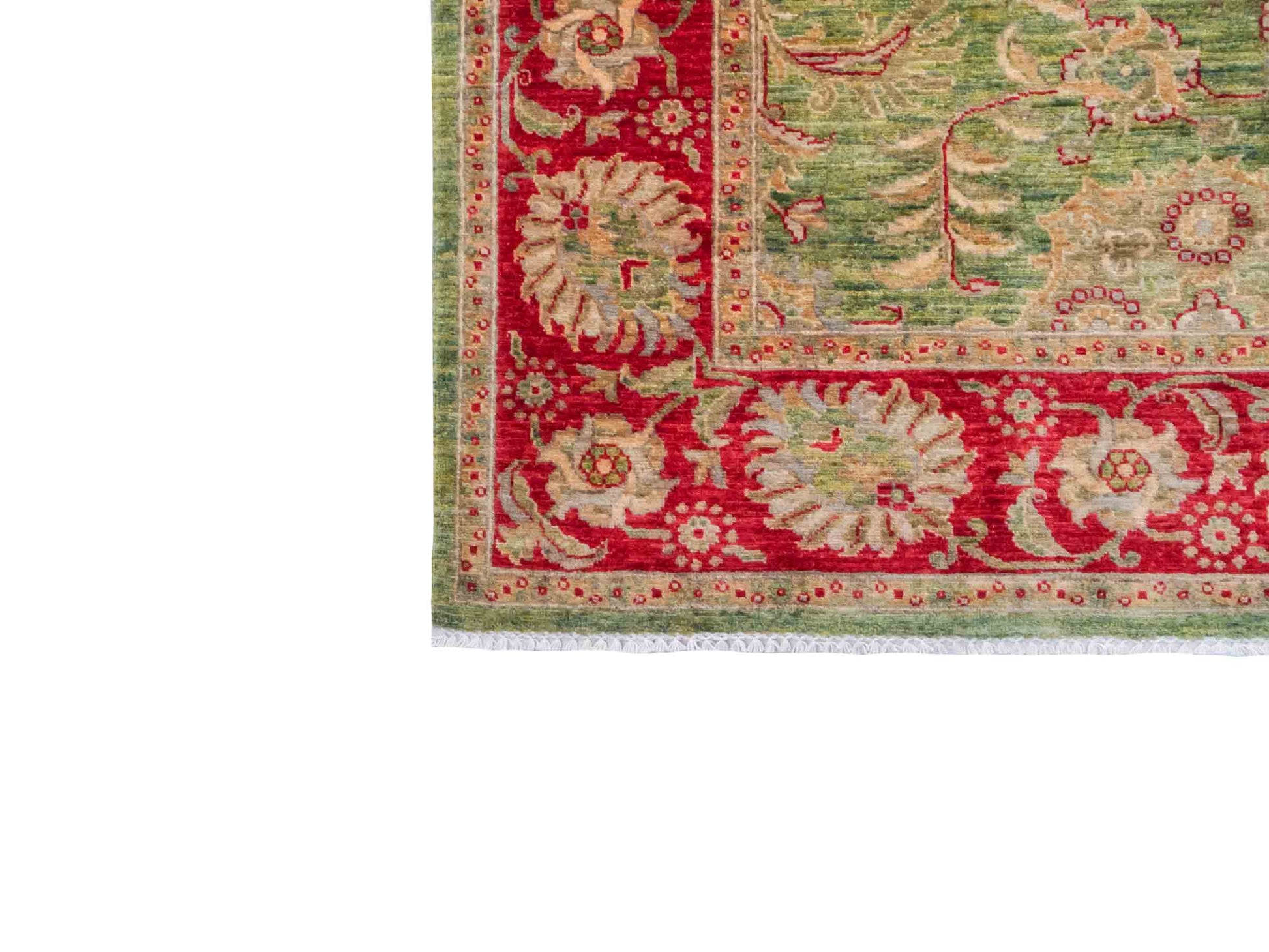 Handgeknüpfter Ziegler Farahan Orientteppich von Khademi aus Wolle, grün, rot. Klassisches Allover-Design. Traditionell von Hand geknüpft in Afghanistan. Größe: 306 cm x 242 cm. Teppichnummer: RB3-1016. Verkauf durch Jupiter Intl.
