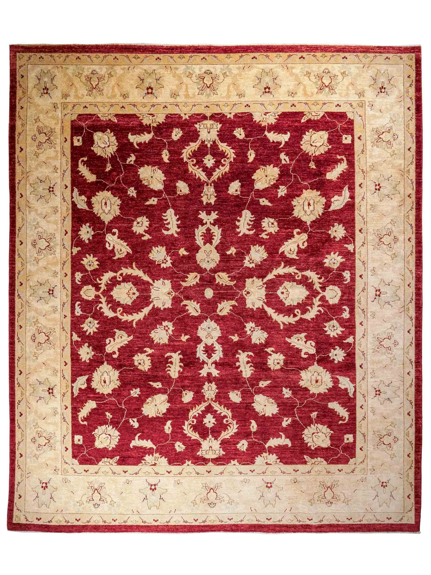 Handgeknüpfter Ziegler Farahan Orientteppich von Khademi aus Wolle, rot, weinrot, gold, beige. Klassisches Allover-Design. Traditionell von Hand geknüpft in Afghanistan. Größe: 309 cm x 248 cm. Teppichnummer: RB3-1022. Verkauf durch Jupiter Intl.
