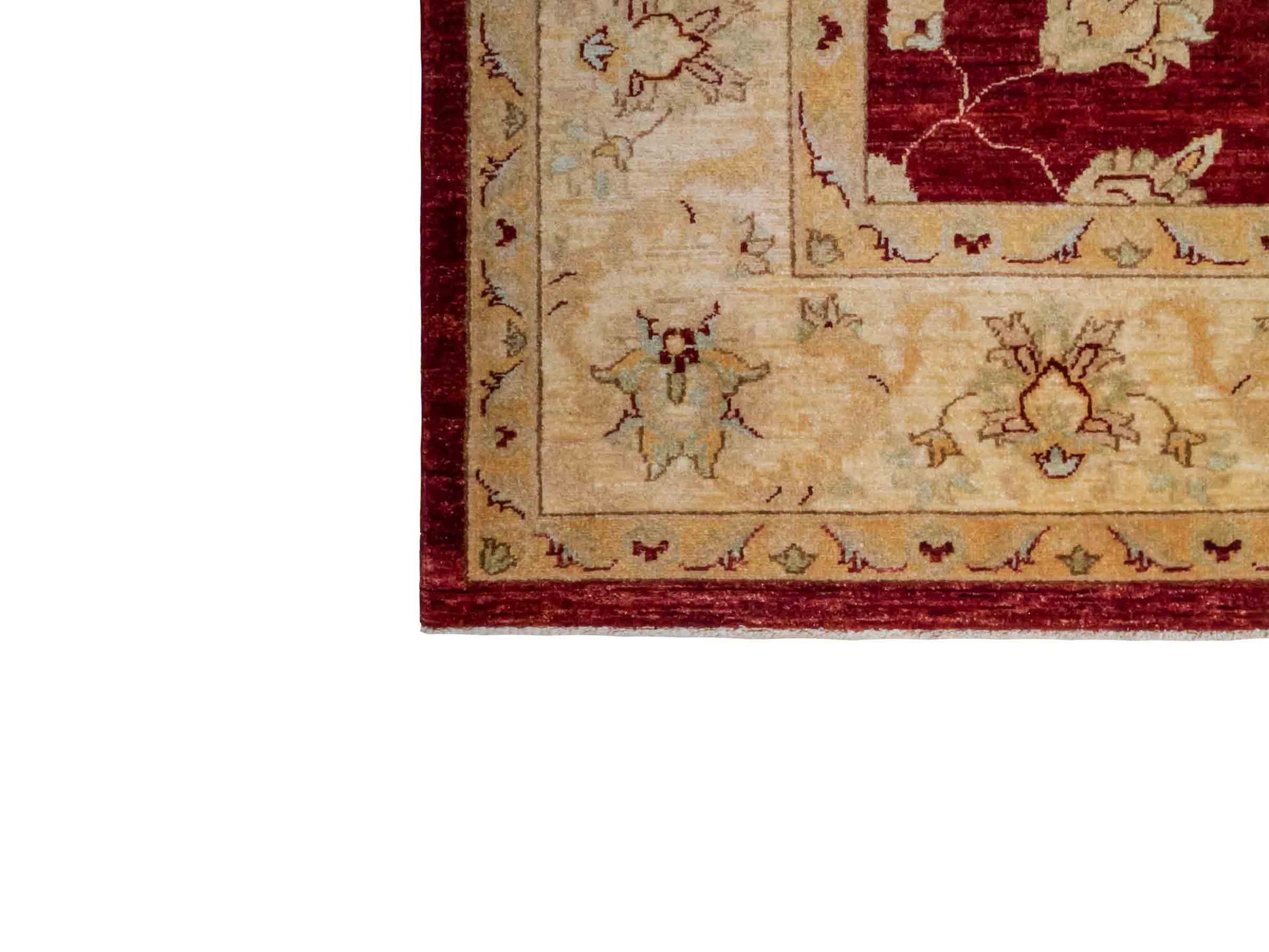 Handgeknüpfter Ziegler Farahan Orientteppich von Khademi aus Wolle, rot, weinrot, gold, beige. Klassisches Allover-Design. Traditionell von Hand geknüpft in Afghanistan. Größe: 309 cm x 248 cm. Teppichnummer: RB3-1022. Verkauf durch Jupiter Intl.