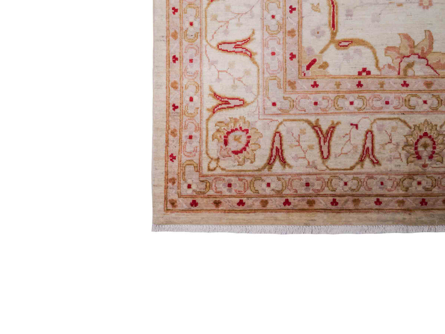 Handgeknüpfter Ziegler Farahan Orientteppich von Khademi aus Wolle, beige, gold, creme. Klassisches Allover-Design. Traditionell von Hand geknüpft in Afghanistan. Größe: 356 cm x 271 cm. Teppichnummer: RB3-1018. Verkauf durch Jupiter Intl.