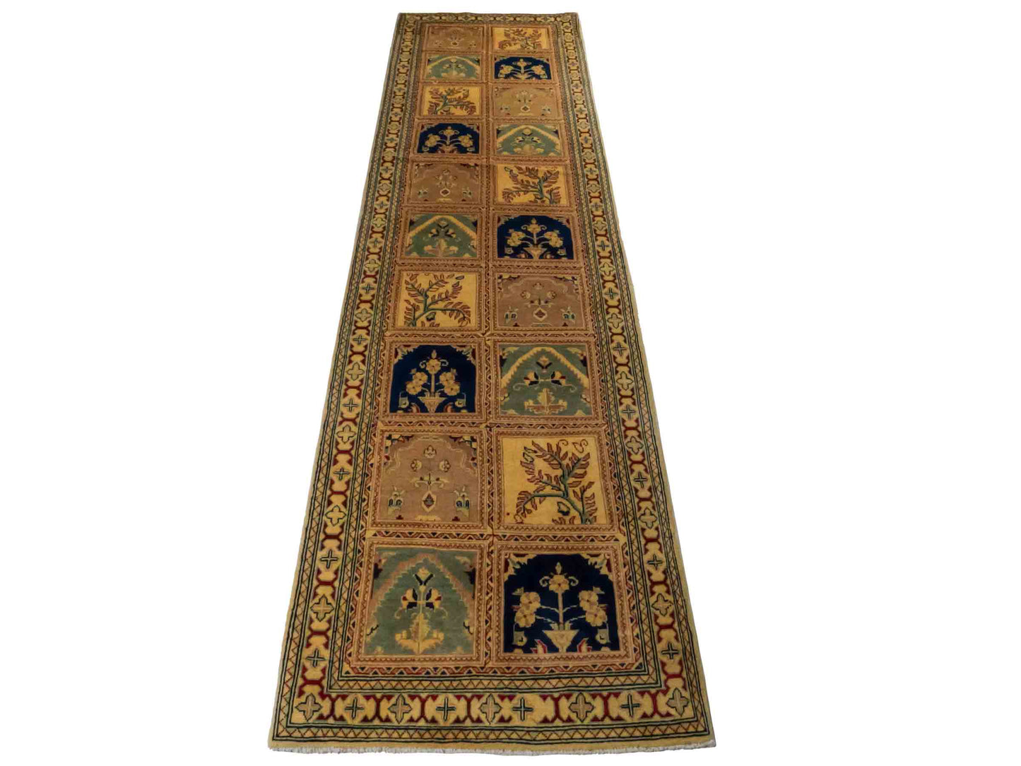 Handgeknüpfter Ziegler Hereke Läufer-Orientteppich von Khademi aus Wolle, golden. Klassisches Feldmuster. Von Hand geknüpft in Afghanistan. Größe: 315 cm x 81 cm. Teppichnummer: RB3-1005. Verkauf durch Jupiter Intl.